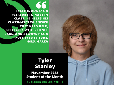 Tyler Stanley Student of the Month